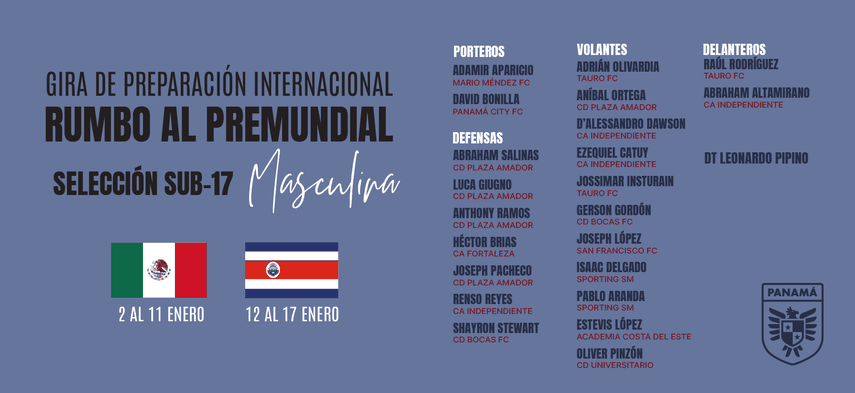 Panamá Sub-17 rumbo a México y Costa Rica para gira de preparación