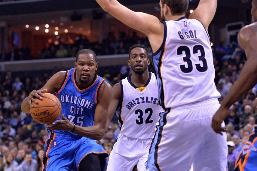 Con doble doble de Durant, Thunder aplasta a Grizzlies