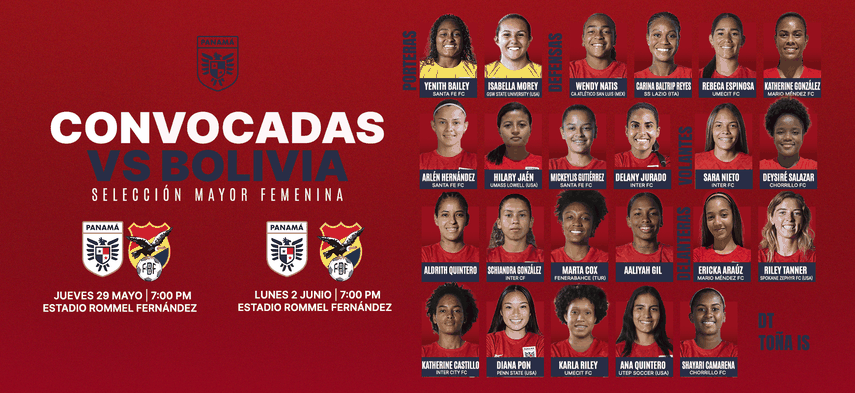 Panamá Femenina comparte convocatoria para amistosos ante Bolivia
