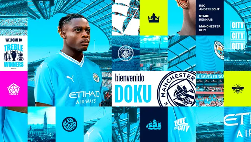 El Manchester City fichó al extremo belga Jérémy Doku&nbsp;
