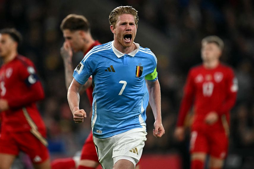 &nbsp;Bélgica logra victoria ante Gales con doblete de Kevin De Bruyne