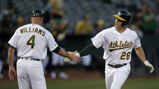 Chapman y Piscotty lideran triunfo de Atléticos ante Rangers