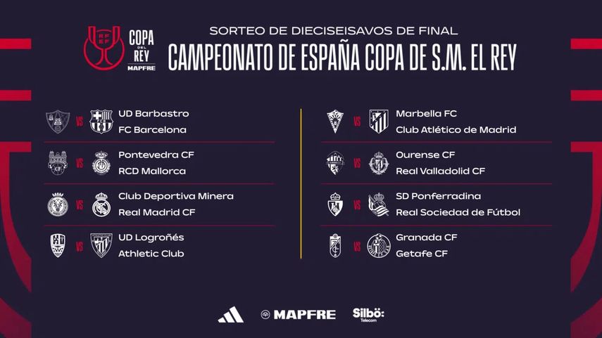 El Real Madrid y el Barcelona conocen a sus rivales para 16avos de Copa del Rey