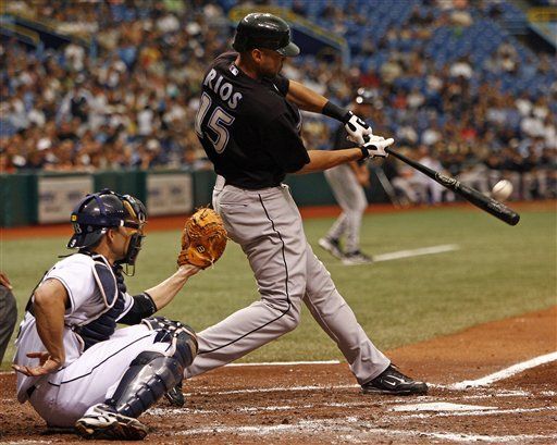 MLB: Azulejos 9, Rays 4; Scutaro y Rí­os pegan jonrones para Azulejos