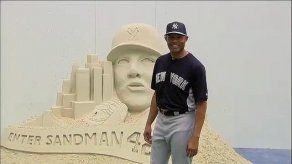 Una estatua de arena para Mariano Rivera