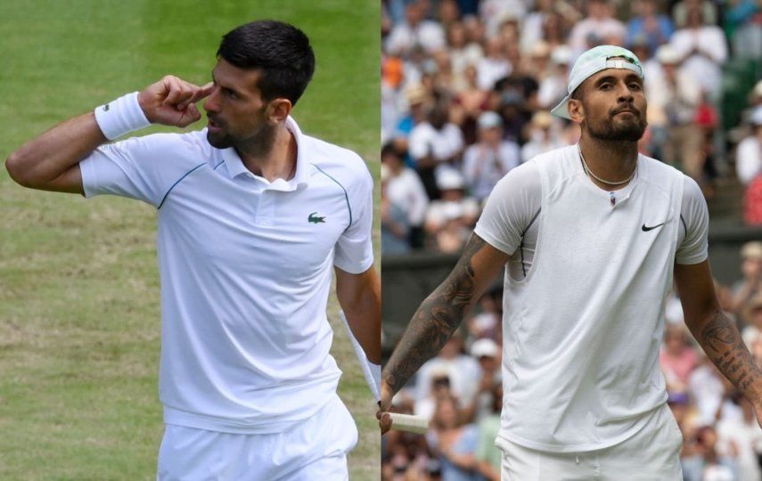 Novak Djokovic y Nick Kyrgios en la final de Wimbledon