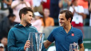 Dominic Thiem, campeón del 2019, junto a Roger Federer, subcampeón en esa edición y uno de los máximos ganadores del Masters de Indian Wells.