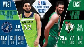 NBA: Jayson Tatum y Karl-Anthony Towns, Jugadores de la Semana&nbsp;