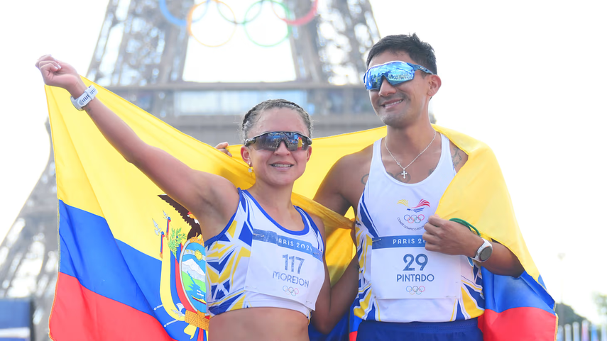 París 2024: Ecuador subió al podio de maratón por relevos mixtos