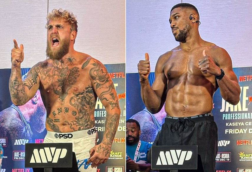 Jake Paul y Anthony Joshua superan la báscula para velada de Netflix en Miami