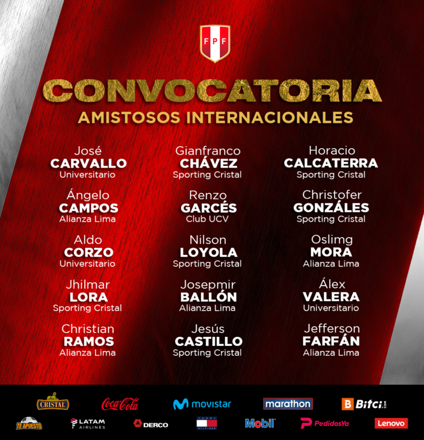 Selección de Perú revela lista de convocados para amistoso contra Panamá