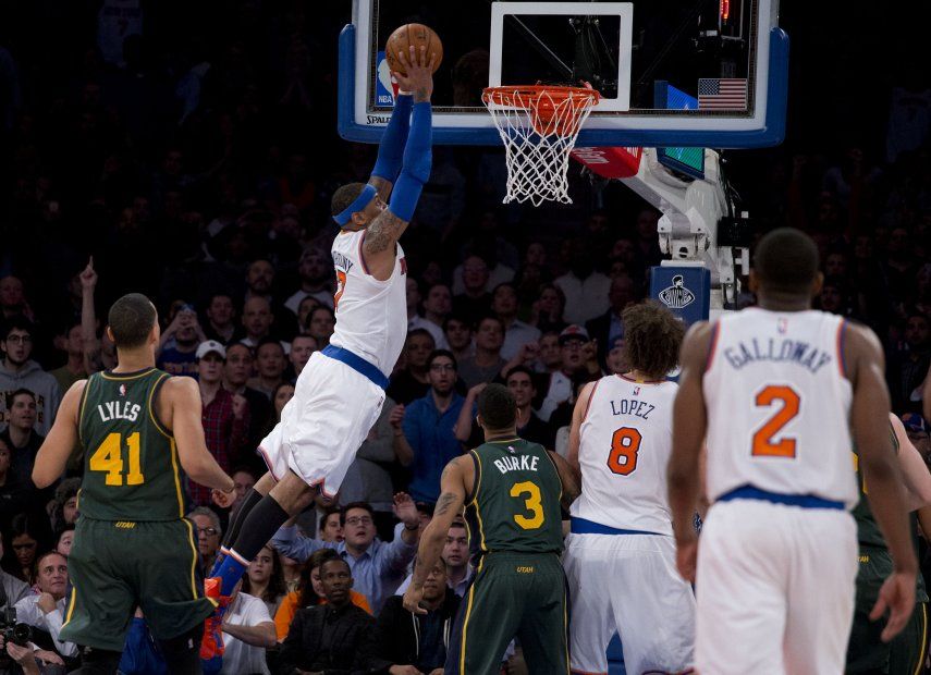 Anthony ayuda a Knicks en triunfo sobre Jazz en tiempo extra