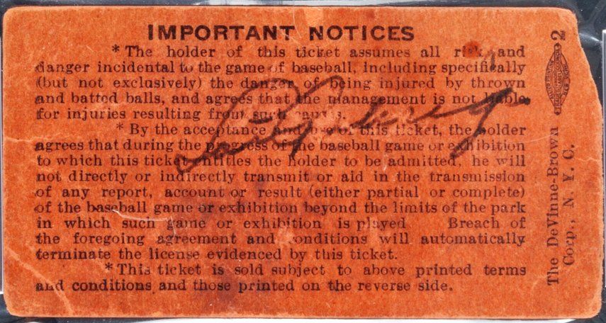 Subastan talón de boleto firmado por Lou Gehrig