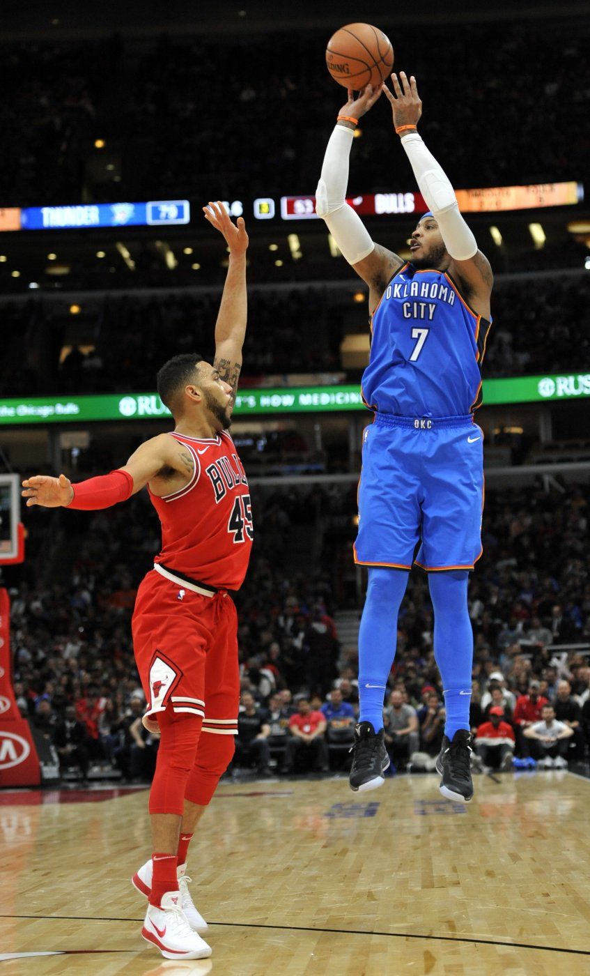 Anthony y George guían al Thunder a paliza sobre Bulls
