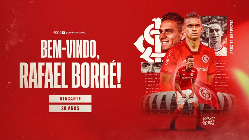 Rafael Santos Borré es anunciado como nuevo fichaje del Inter de Porto Alegre