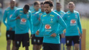 El defensa Marquinhos durante los entrenamientos de la selección de Brasil.