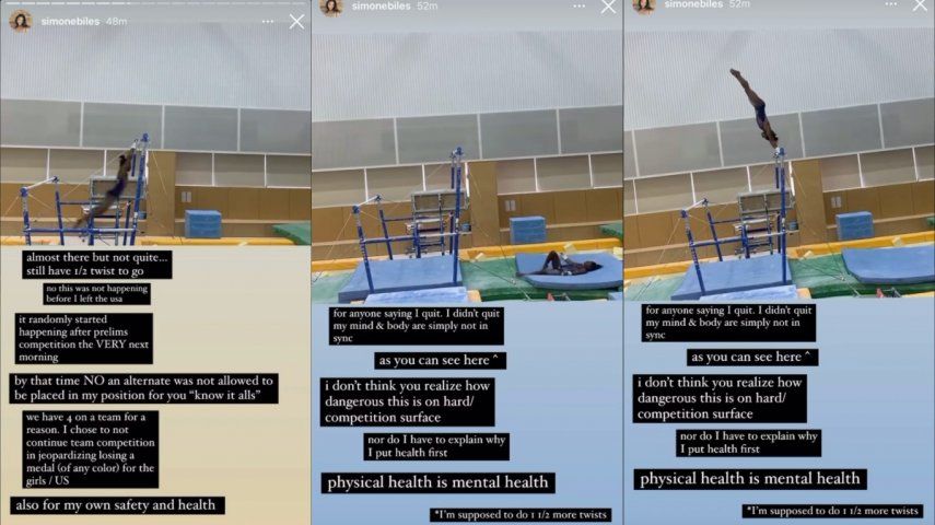 Simone Biles entrenando en los Juego Olímpicos de Tokio 2020