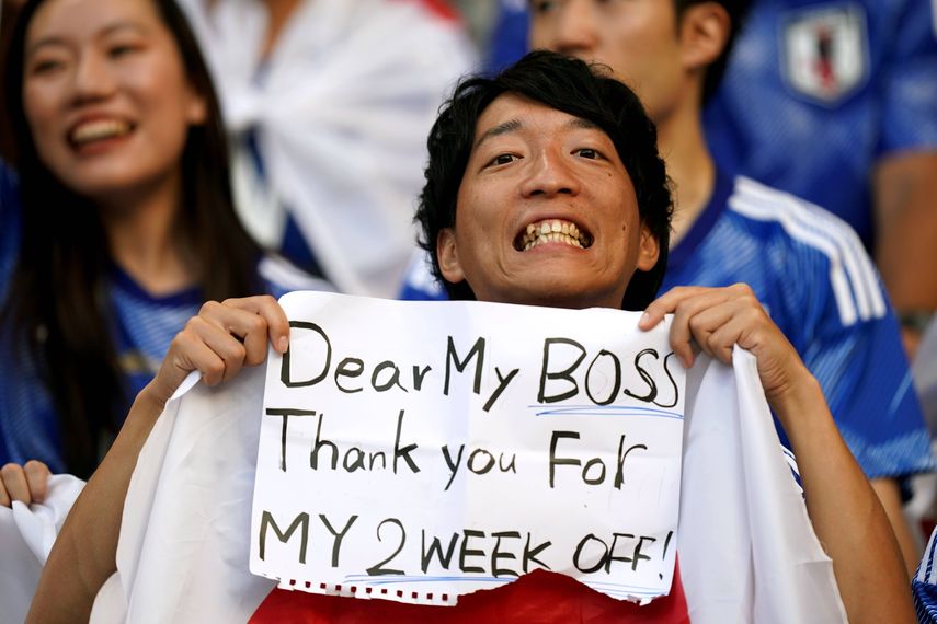 Qatar 2022: Fanático japonés agradeció a su jefe por sus vacaciones en el mundial